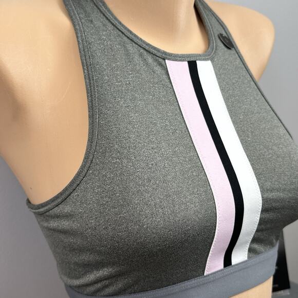Nike Women Gym Elastic Sports Bra Size Small BV0646 Gray Pink Stripe New NWT - Picture 4 of 8